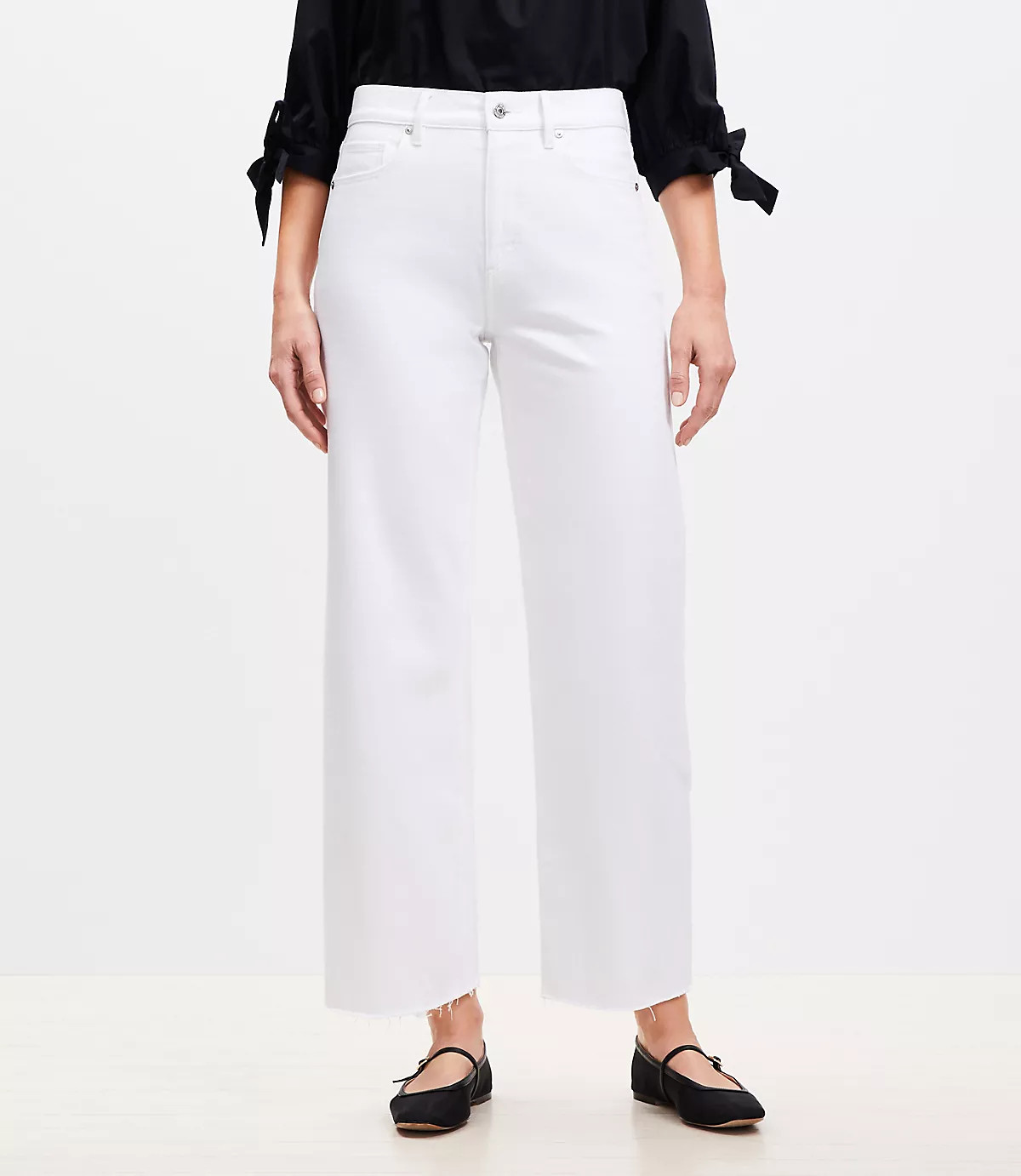 High Rise Wide Leg Crop Jeans in White | LOFT