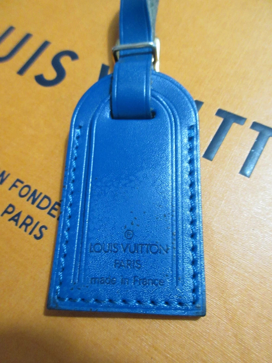Louis Vuitton Small Blue Leather Luggage Tag with brass hardware  NO INITIALS | eBay US