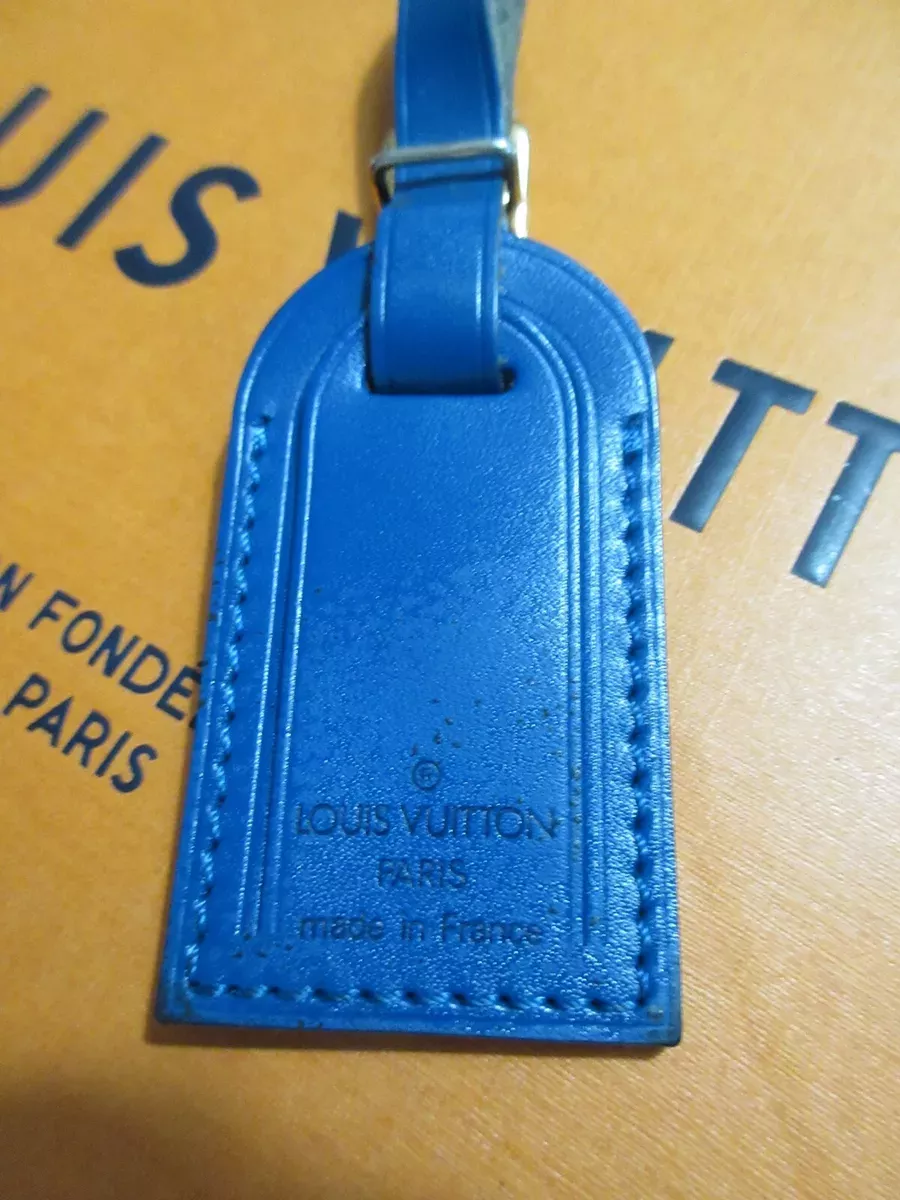 Louis Vuitton Luggage Tag Small Dark Green Leather with brass hw UNSTAMPED