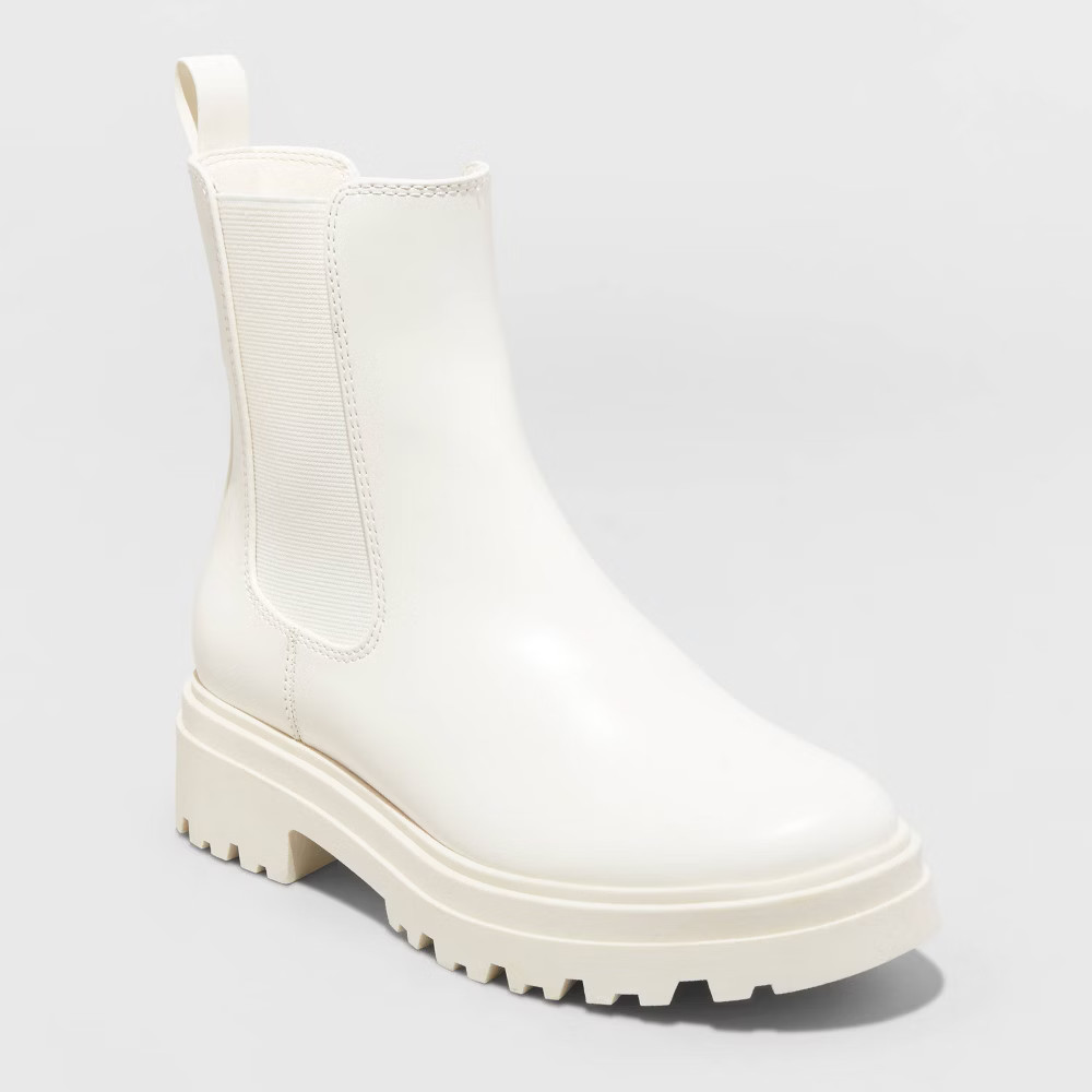 Women's Belle Chelsea Boots - A New Day Off-White 12 | Target