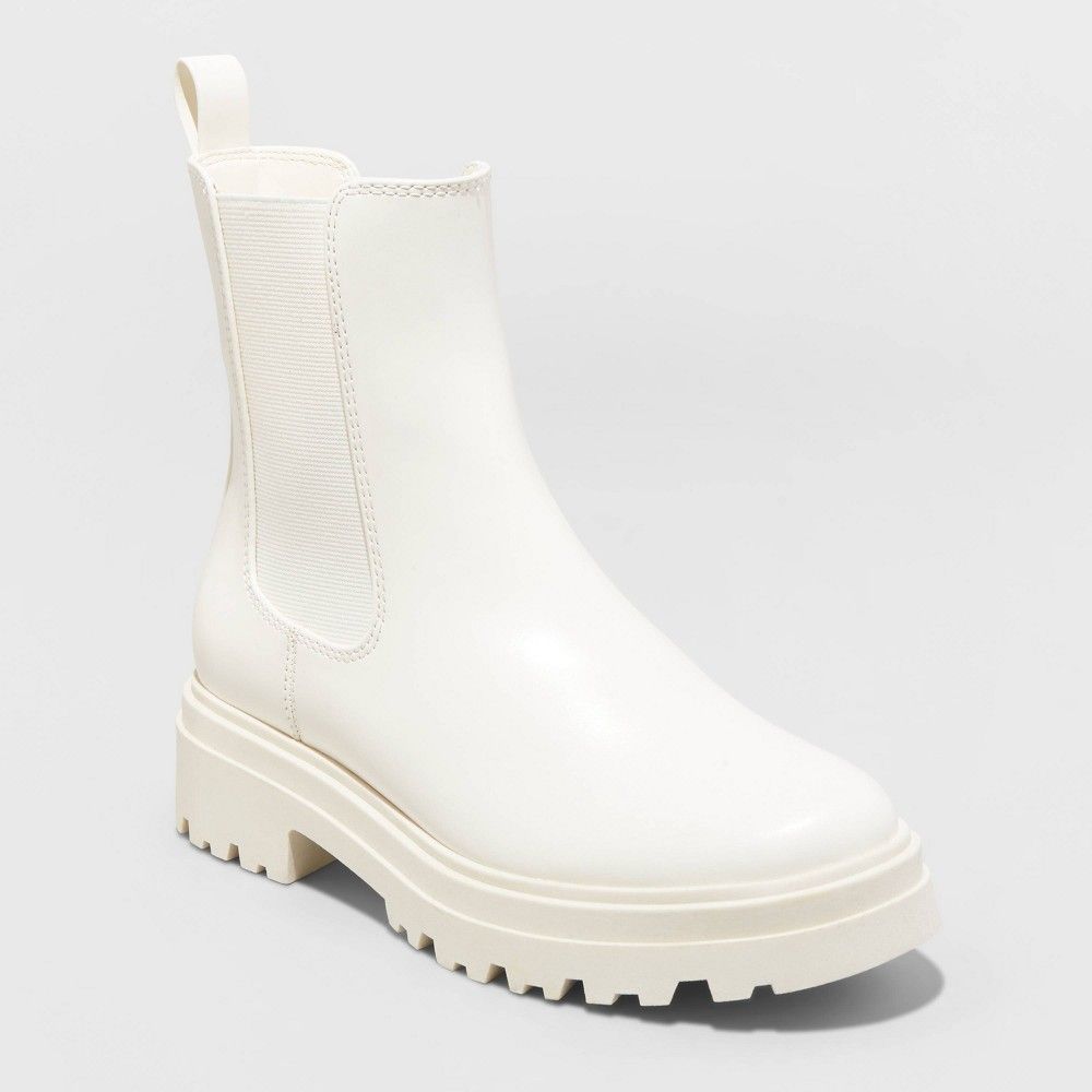 Women's Belle Chelsea Boots - A New Day Off-White 12 | Target