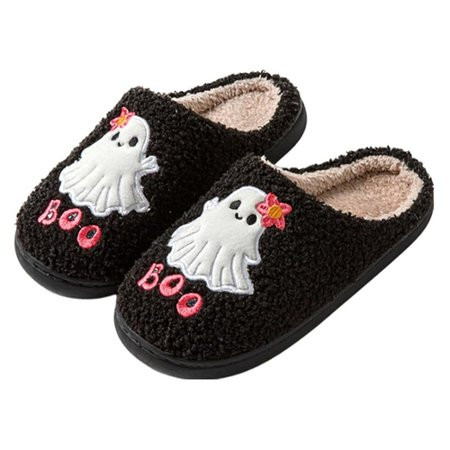 GZCW 1 Pair Halloween Ghost Home Slippers Autumn Winter Warm Non-slip Flat Sole Men Women Indoor House Slides Shoes Plush Footwear | Walmart (US)