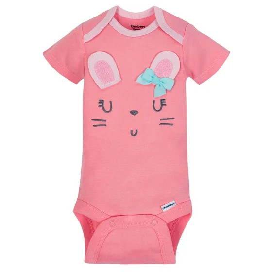 Organic Cotton Short Sleeve Onesies Bodysuits, 5pk (Baby Girls) | Walmart (US)