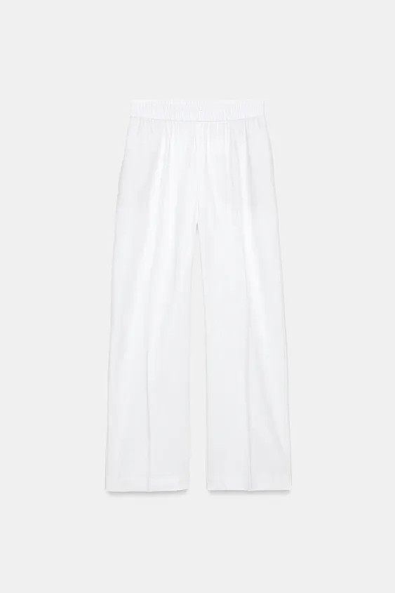 LINEN STRAIGHT LEG PANTS | Zara US