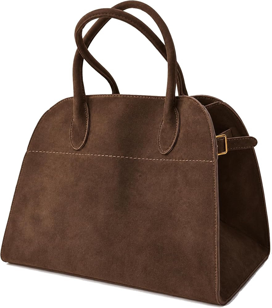 Large Suede Tote Bag For Women,Suede Retro Shoulder Bag,Crossbody Bag Faux Leather Handbag Trendy... | Amazon (US)