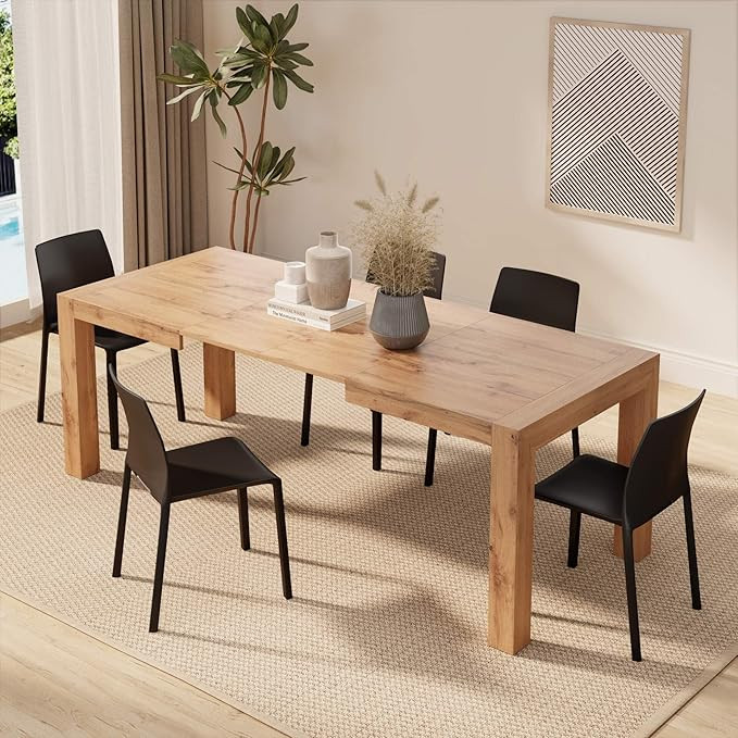 Mobili Fiver, Iacopo Extendable Dining Table, 55,1(86,6) x35,4 in, Rustic Oak, for 6-10 People, E... | Amazon (US)