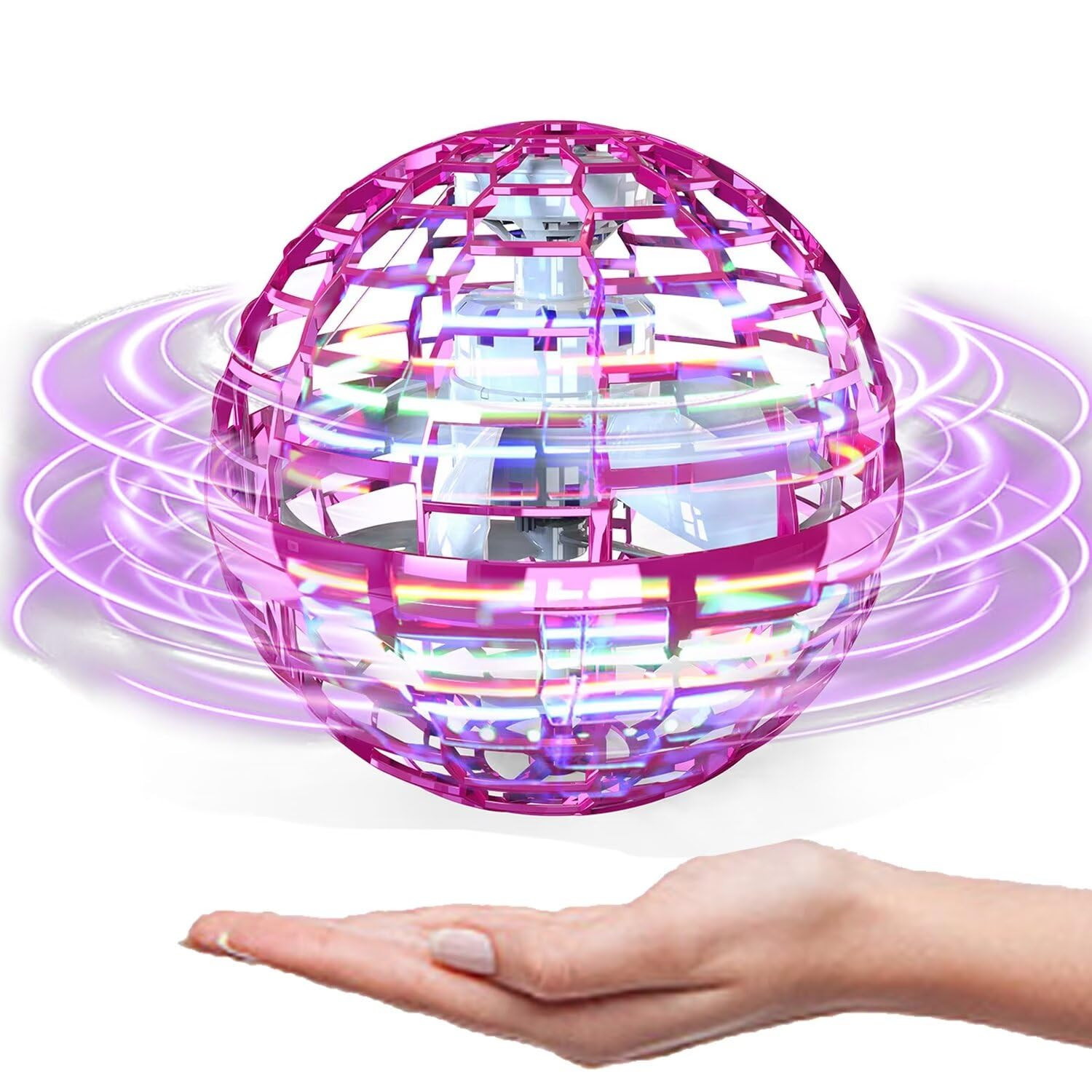 ATHLERIA Pink Flying Orb Ball Toys,Hand Operated Drones for Kids,Cool Gadgets Light Up Cosmic Glo... | Amazon (US)