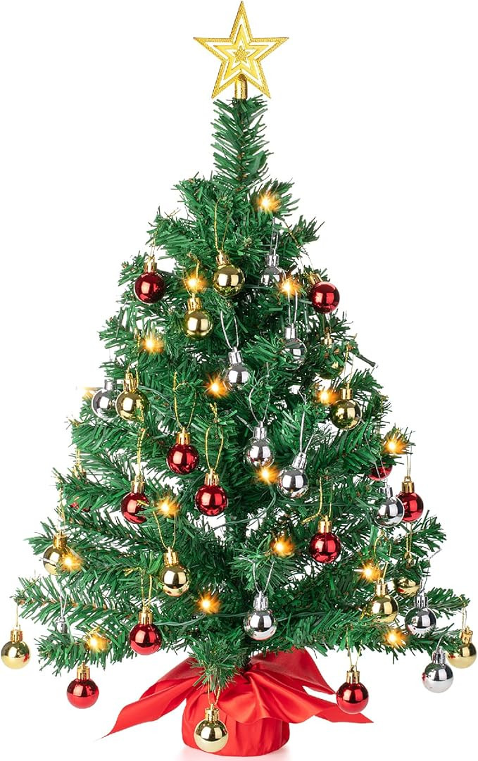 Mr. Pen- Mini Christmas Tree with 40 LED Lights, 23", Table Top Christmas Tree Small Christmas Tr... | Amazon (US)