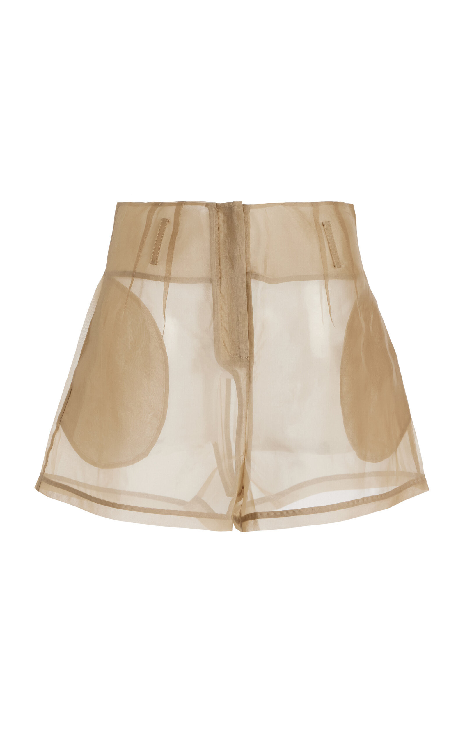 The Frankie Shop - Lise Sheer Silk-Blend High-Rise Shorts - Neutral - L - Moda Operandi | Moda Operandi (Global)