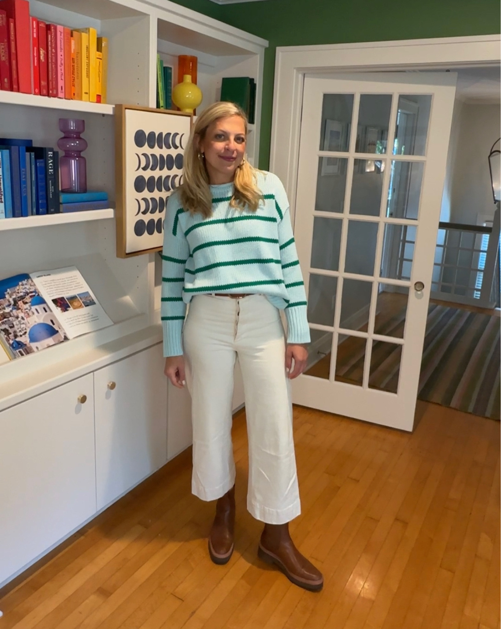 Fall sweater perfection. 

#laligne #tealsweater #stripedsweater #fallsweater #fallfashion #ivorypants #womensboots #chelseaboots

#LTKover40