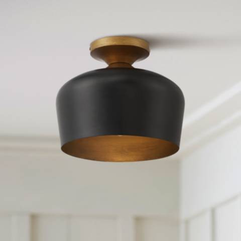 Possini Euro Davina 11 3/4" Wide Black and Gold Modern Ceiling Light | Lamps Plus