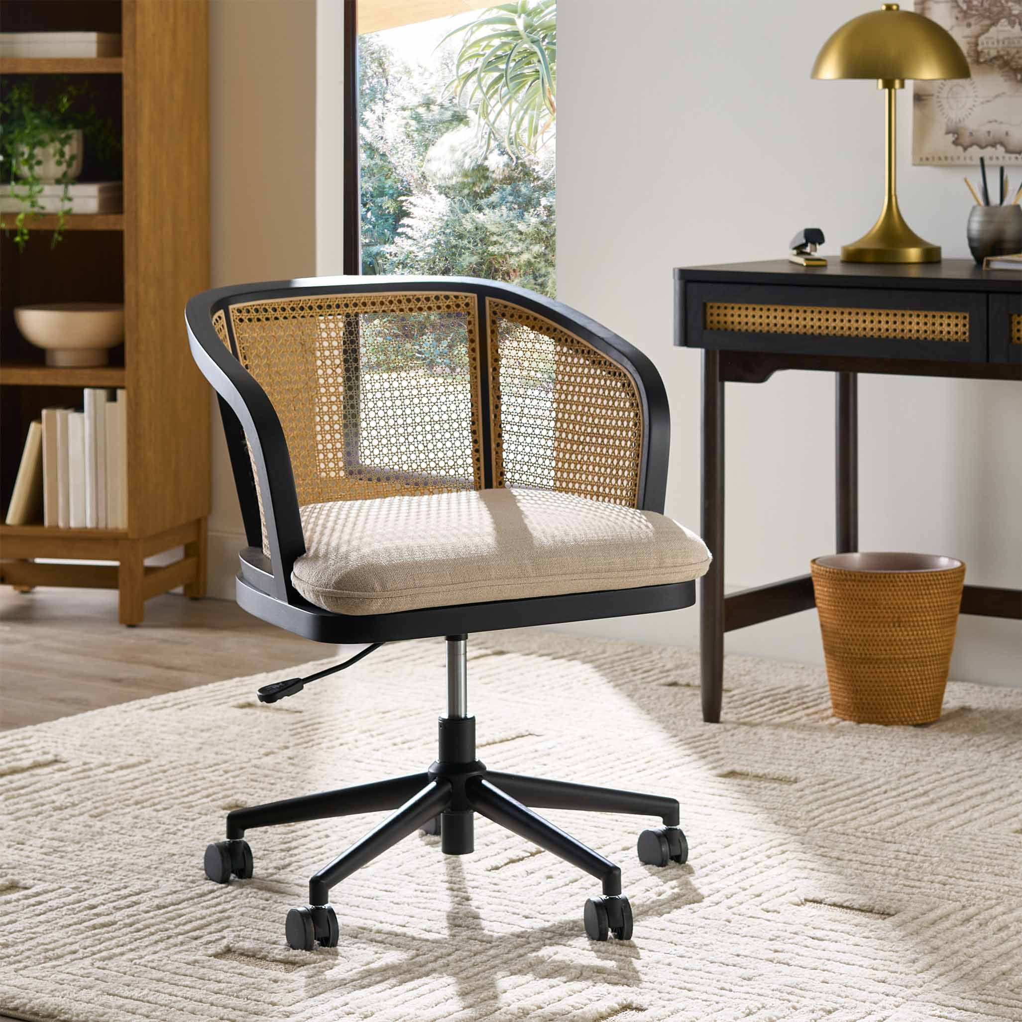 Better Homes & Gardens Springwood Caning Office Chair, Charcoal | Walmart (US)