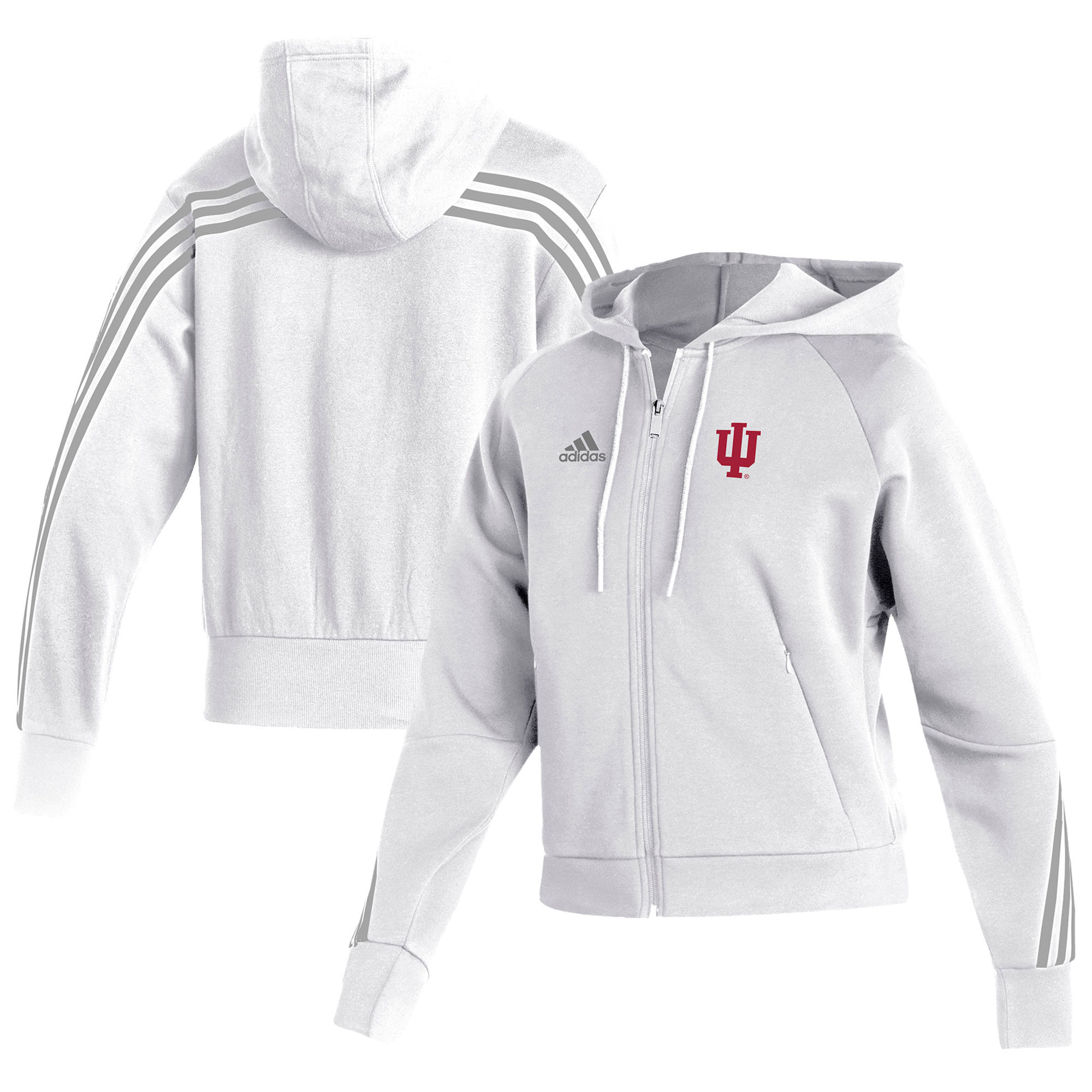Women's adidas White Indiana Hoosiers Sideline Fashion Full-Zip Hoodie | Fanatics