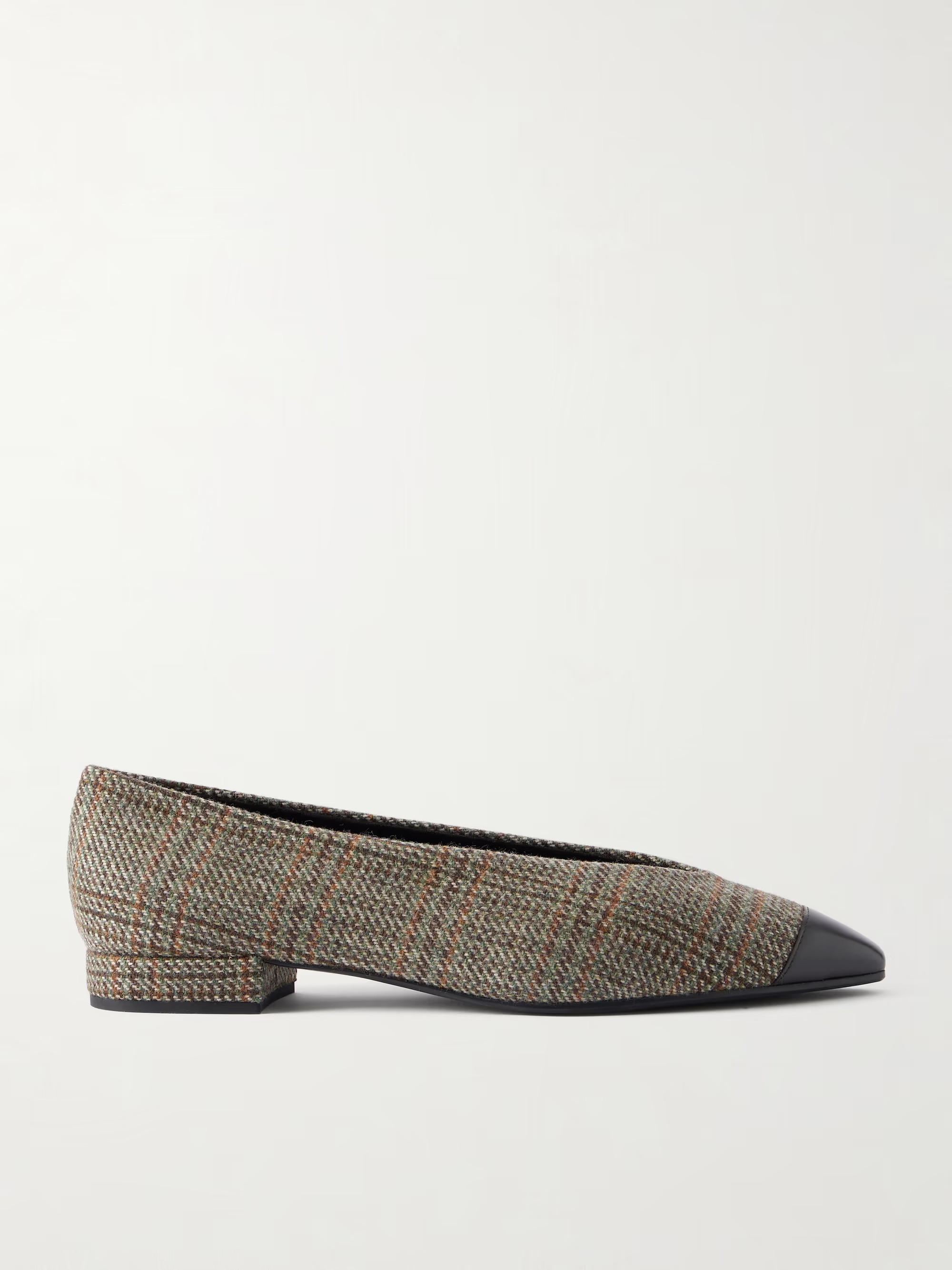 LORO PIANA Rebecca leather-trimmed checked tweed ballet flats | NET-A-PORTER APAC