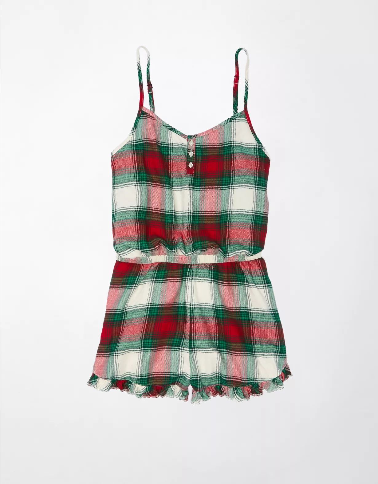 AE Flannel Ruffle PJ Romper | American Eagle Outfitters (US & CA)