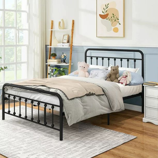 SYNGAR Platform Bed Frame Full Size with Vintage Headboard and Footboard, New Upgraded Metal Legs... | Walmart (US)
