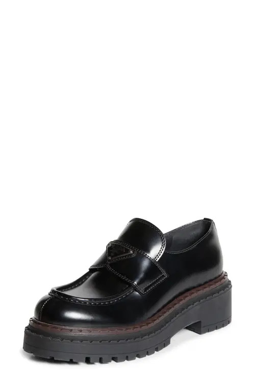 Prada Double Chocolate Platform Loafer in Nero at Nordstrom, Size 5Us | Nordstrom