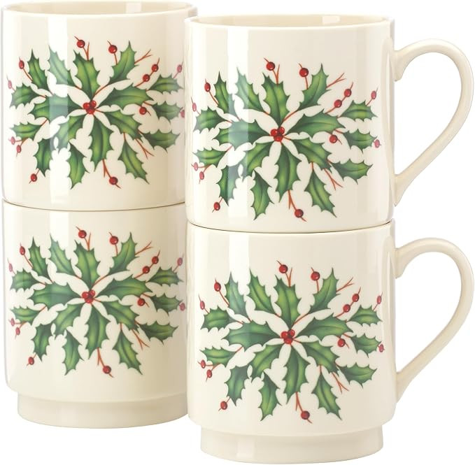 Lenox 853763 Holiday 4-Piece Stackable Mug Set, Christmas Dinnerware, Hosting | Amazon (US)
