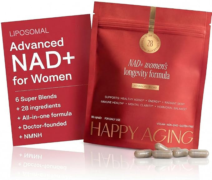 Happy Aging NAD+ Supplement for Women | NAD Booster with NMN, NMNH, NR, Resveratrol, CoQ10 – Su... | Amazon (US)