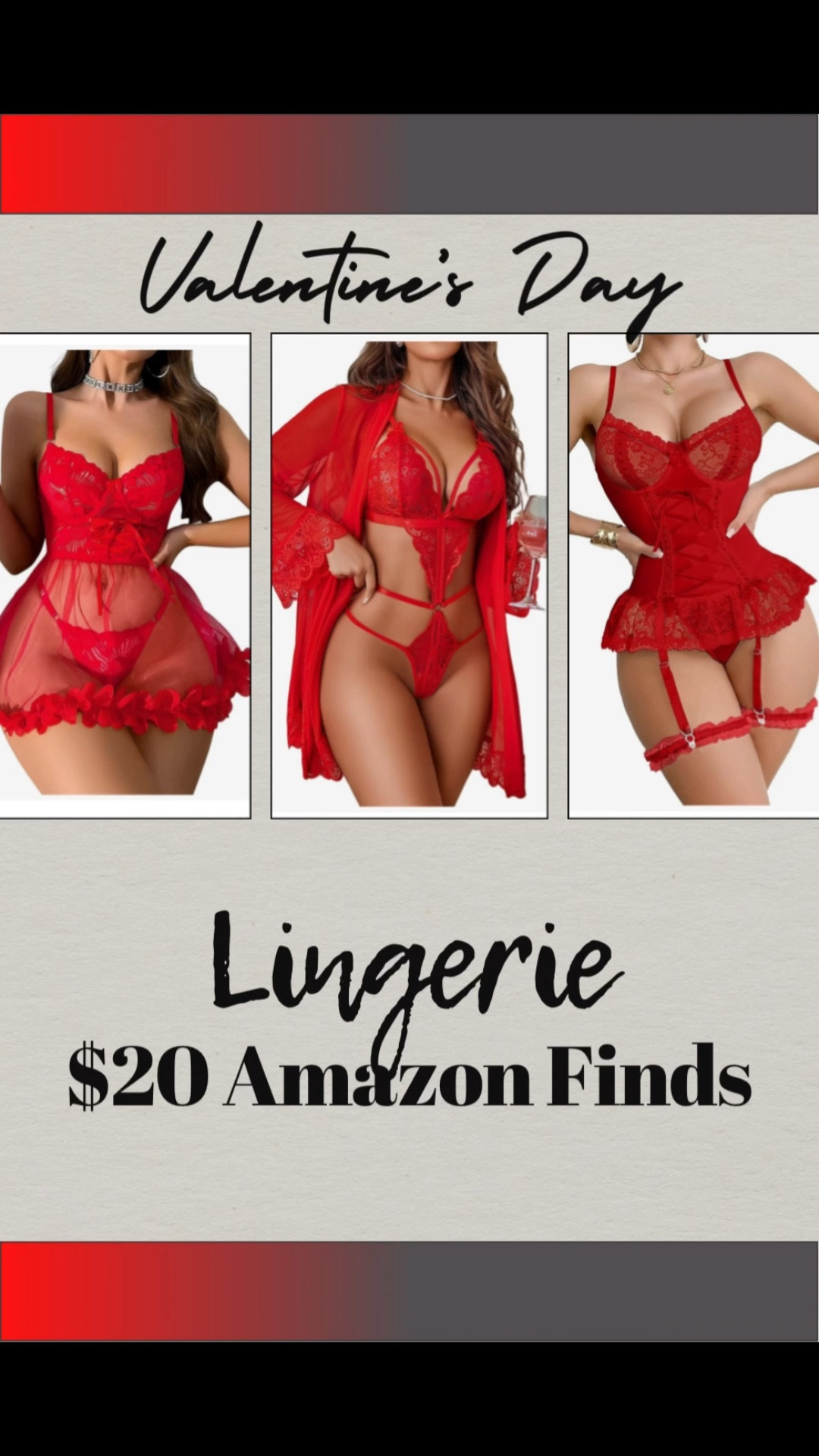 Valentine’s Day lingerie that’s cute, comfy, and affordable 💕
All of these Amazon lingerie finds are under $20 and perfect for date night, Galentine’s, or a little self-love moment.
If you’re looking for budget-friendly Valentine’s Day lingerie, these are easy wins ✨

#valentinesdayoutfitwomen #amazonlingerie #valentinesdaylingerie #affordablelingerie #ltkunder20 #datenight #datenightlooks #valentinesfashion #ltkstyle #ltkfinds #ltkfindsunder50

#LTKgrwm #LTKBeauty #LTKValentine