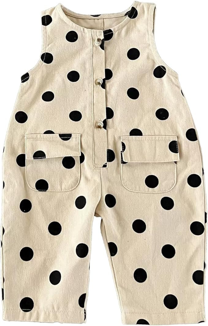 Unisex Baby Round Neck Dot Print Romper – Soft Cotton Blend, Spring/Autumn Breathable & Durable... | Amazon (US)