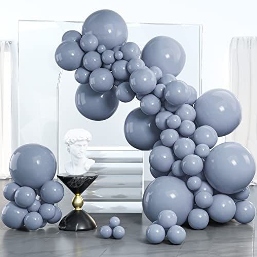 PartyWoo Retro Dusty Blue Balloons, 100 pcs Grayish Blue Balloons Different Sizes Pack of 18 Inch... | Amazon (US)