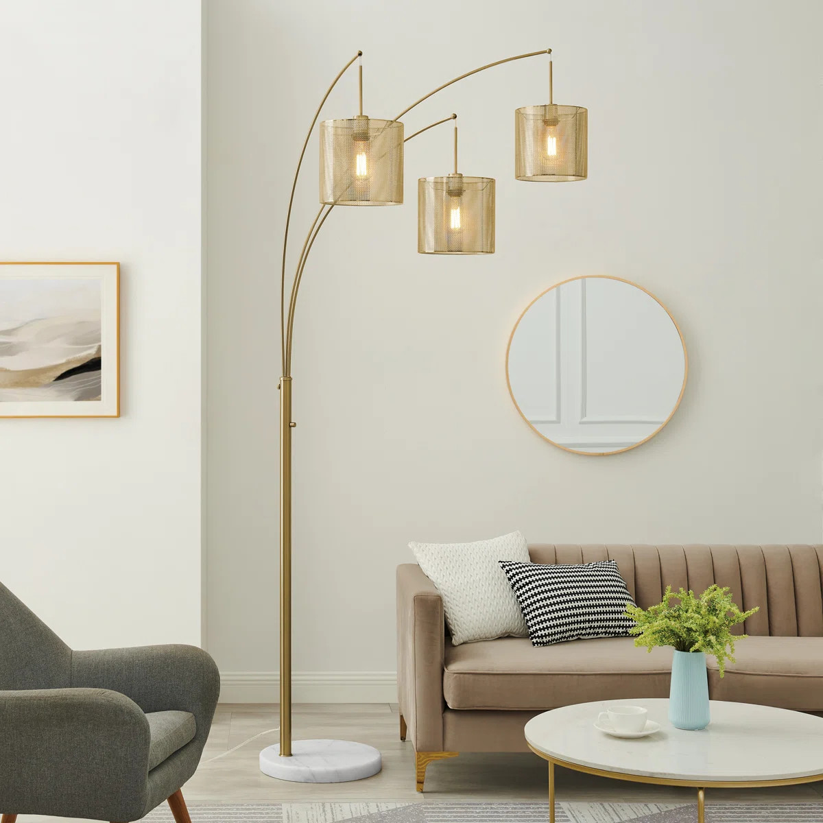 91'' Antique Brass Arched Floor Lamp | Wayfair North America