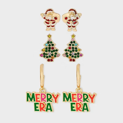 SUGARFIX by BaubleBar Feeling Festive Stud Earring Set 3pc - Multi-Colored | Target