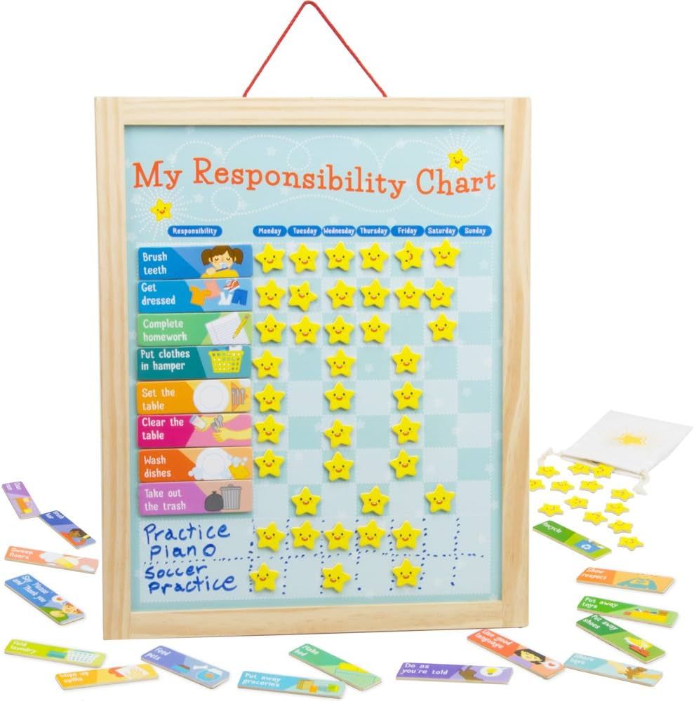 Imagination Generation My Responsibility Chart, Magnetic Dry Erase Wooden Chore Chart with Storag... | Amazon (US)