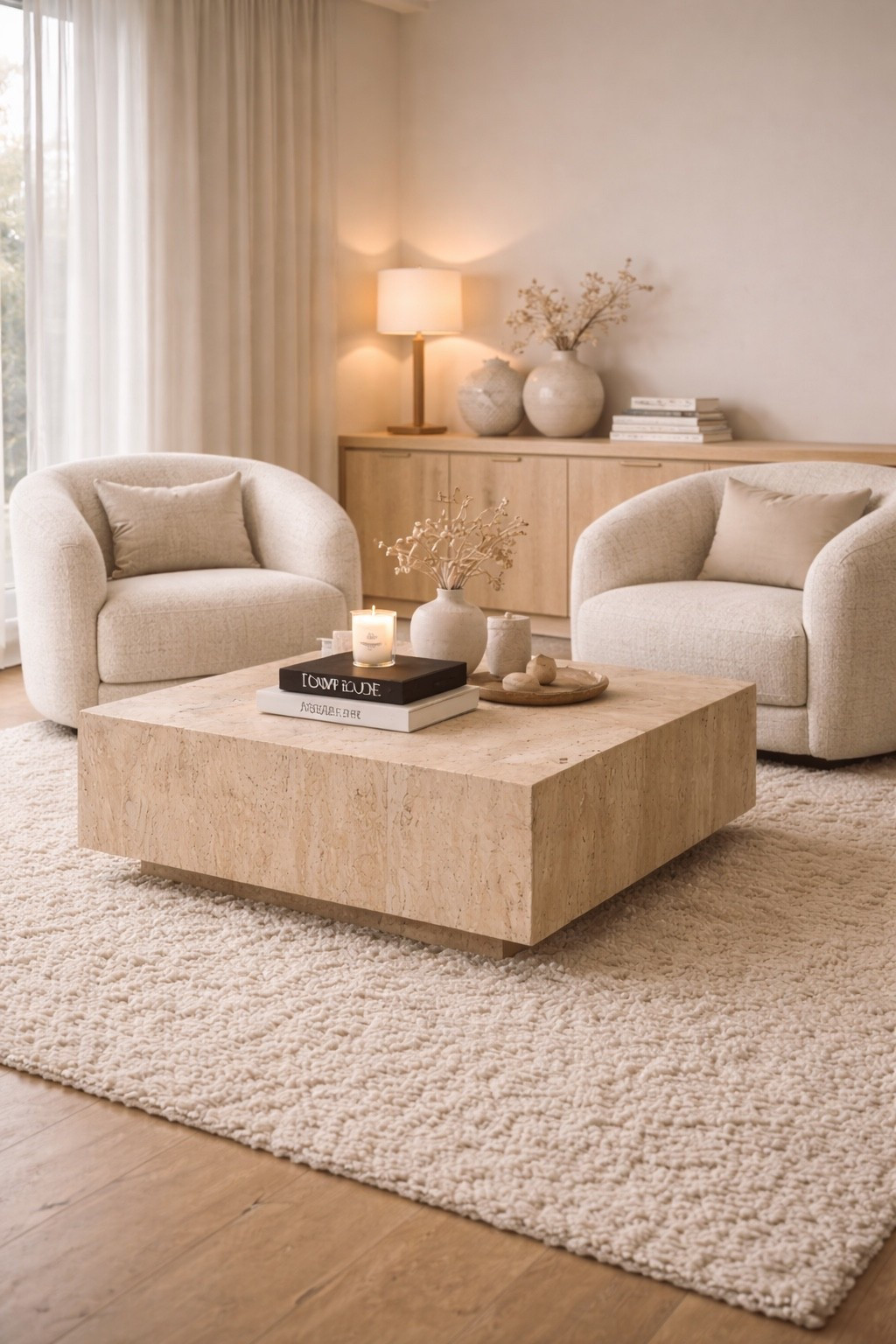 Cozy modern living room seating area with two boucle armchairs and a travertine coffee table in soft neutral tones. Warm textures, minimal decor and calming beige palette create a timeless, elegant space perfect for modern homes. Save this for cozy living room and seating area inspiration.

#livingroominspo
#cozyinterior
#modernlivingroom
#neutralhome
#seatingarea
#bouclechair
#coffeetabledecor
#interiorinspiration
#modernhome
#homedecorideas
#luxuryinterior
#ltkhome


#LTKSaleAlert #LTKHome #LTKGiftGuide