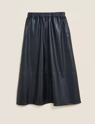 Faux Leather Midi A-Line Circle Skirt | Marks & Spencer (UK)