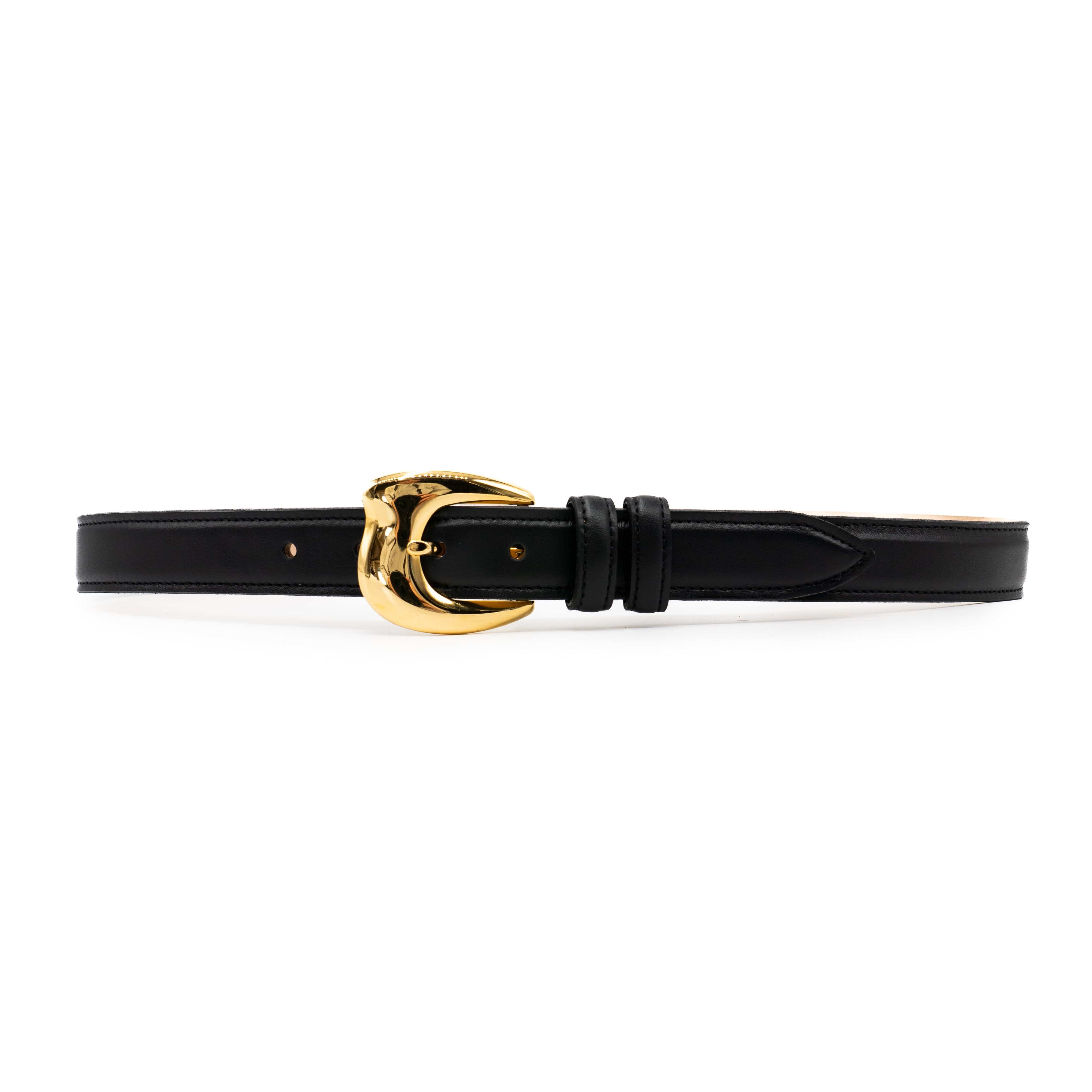 Onyx Belt – Black Italian Leather with Sculpted Gold Buckle | Streets Ahead | Streets Ahead Inc