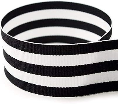 USA | American Made 1-1/2" Black & White Taffy Striped Grosgrain Ribbon - 10 Yards | Amazon (US)