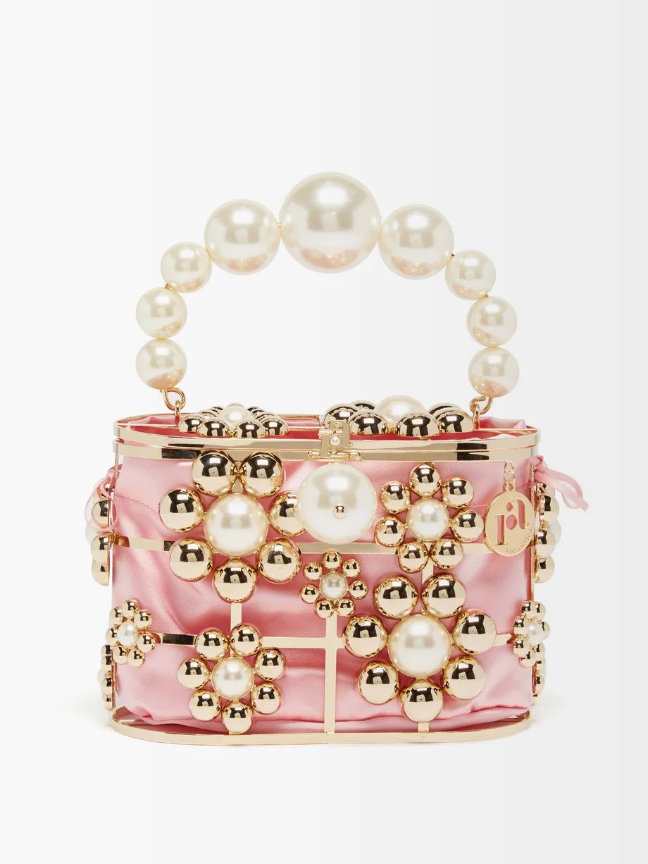 Holli faux pearl-embellished cage clutch | Matches (UK)