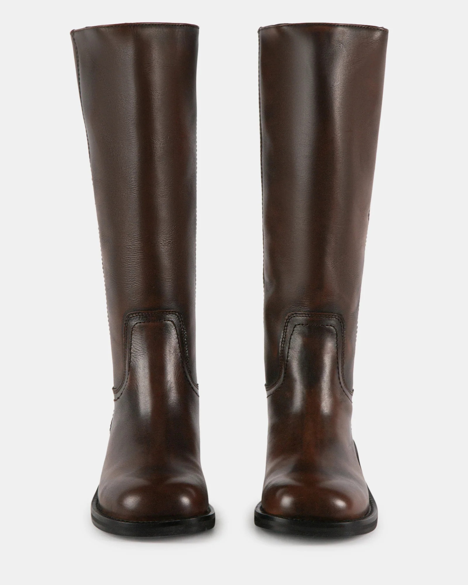 RIGGSS Brown Leather Knee High Boot | Women's Designer Boots | Steve Madden (Canada)