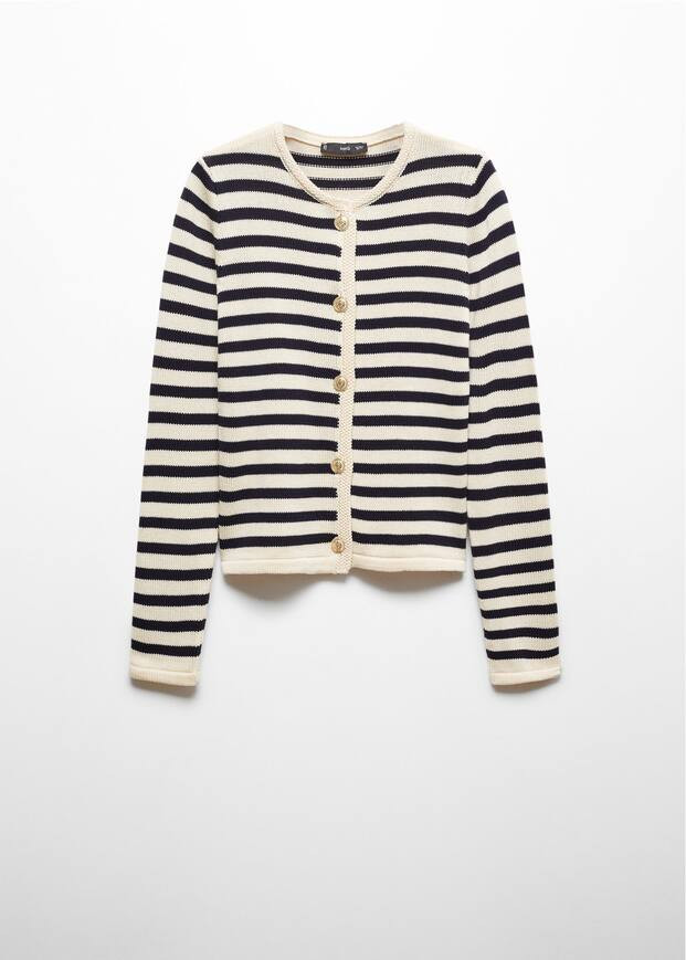 Striped cardigan with jewel buttons | Mango Canada