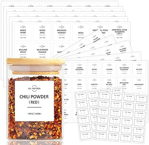 SMMO White Spice Jar Labels Preprinted, 222 Rustic Farmhouse Labels for Kitchen Pantry Organizati... | Amazon (US)