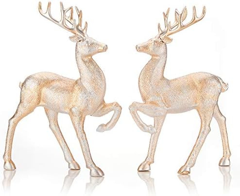 iPEGTOP 2 Pcs Holiday Reindeer Decor Christmas Standing Deer Figurines, 12.6" x 8" Home Office Decor | Amazon (US)