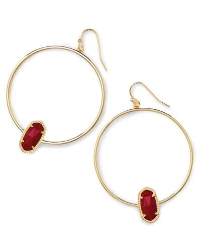 Elora Gold Hoop Earring In Dark Red | Kendra Scott