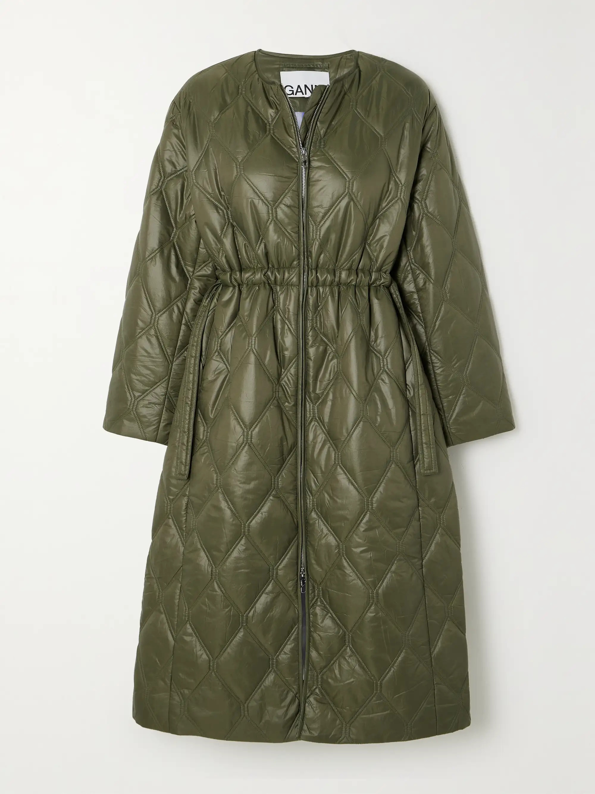 GANNI Quilted glossed recycled-shell coat | NET-A-PORTER | NET-A-PORTER (US)