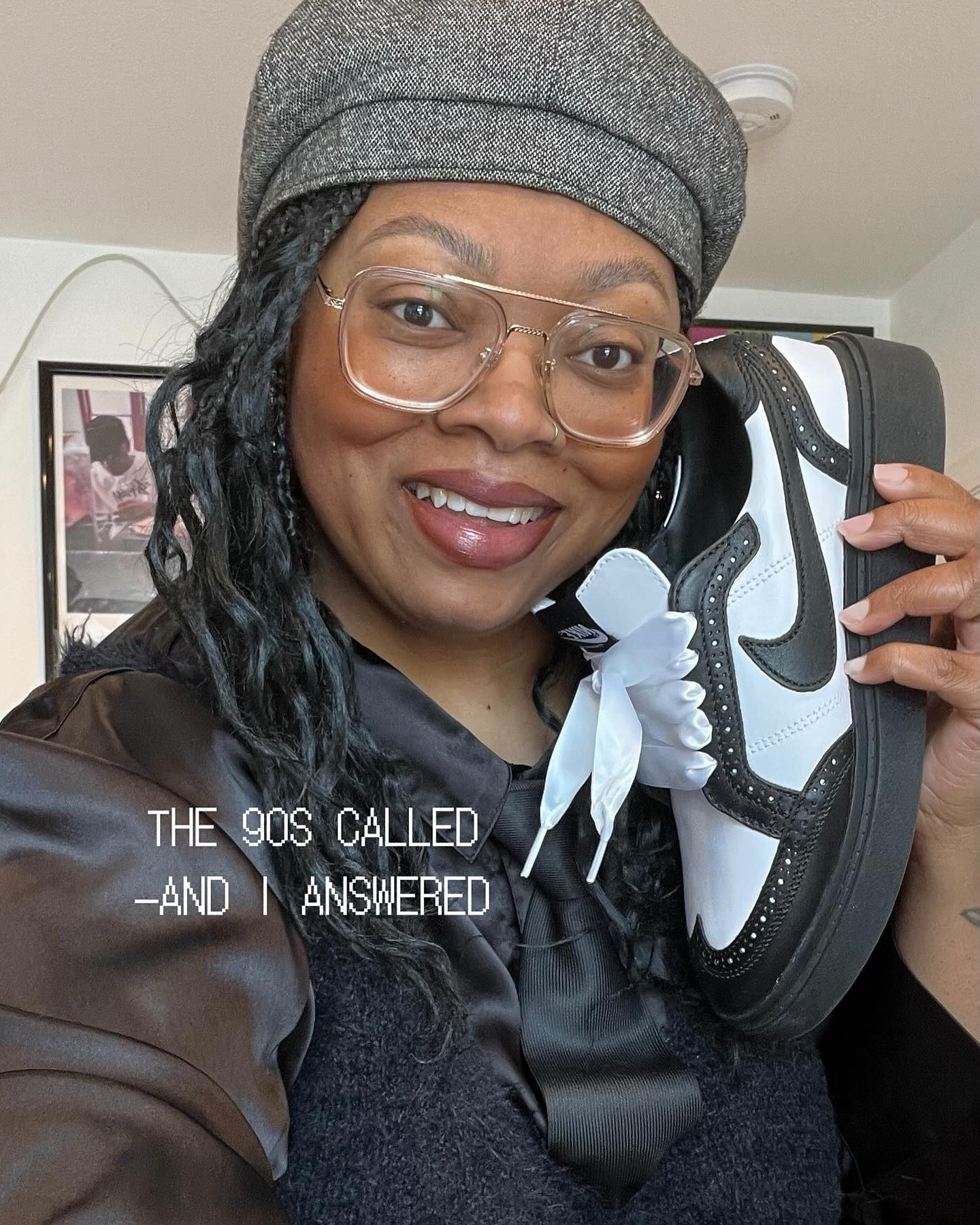 90s auntie vibes 📟 hit my line 

😮‍💨 also: a silk suit & a backwards kangol?! I couldn’t resist

#LTKShoeCrush #LTKOver40 #LTKPlusSize
