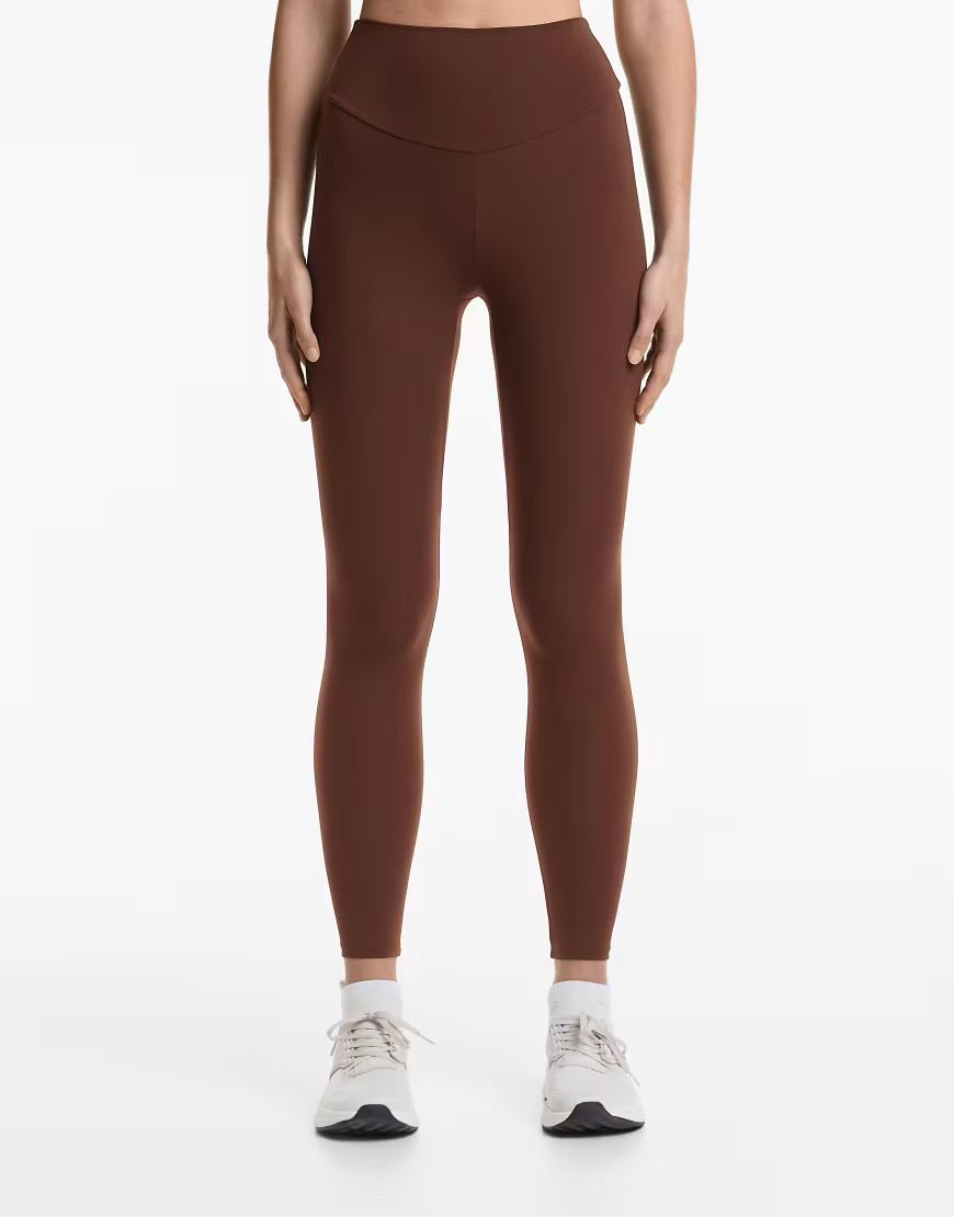 OYSHO Comfortlux high-rise ankle-length leggings in brown | ASOS (Global)