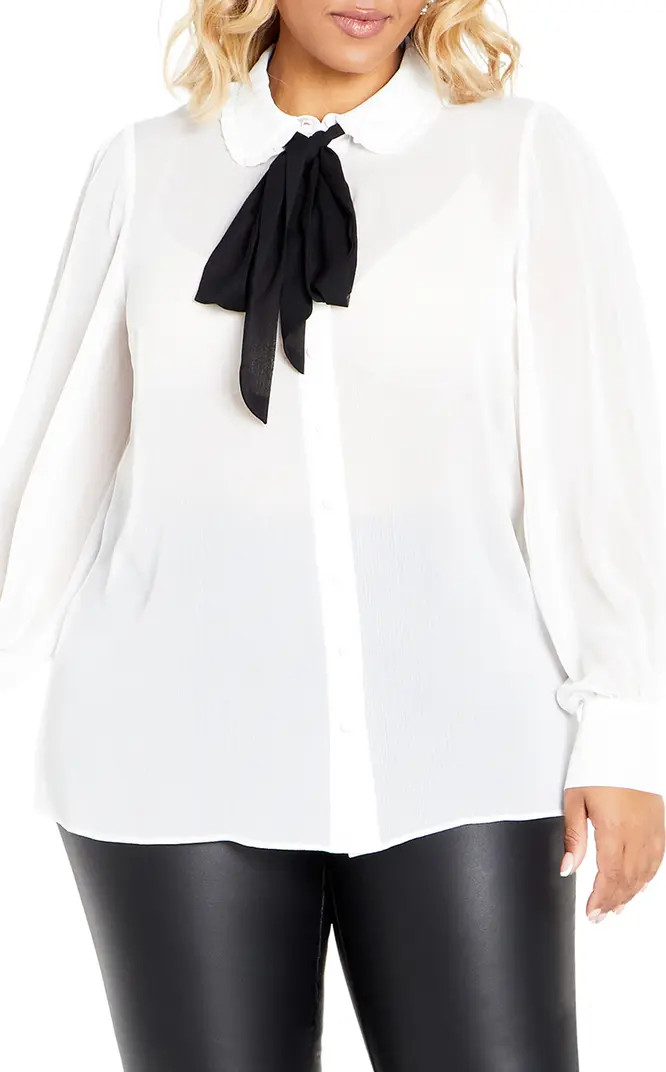City Chic Maddison Tie Neck Shirt | Nordstrom | Nordstrom