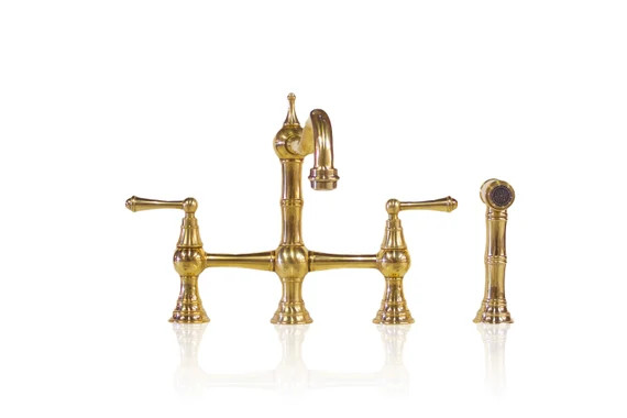 Natural Unlacquered Brass Deck Mount Kitchen Bridge Faucet | Etsy | Etsy (US)