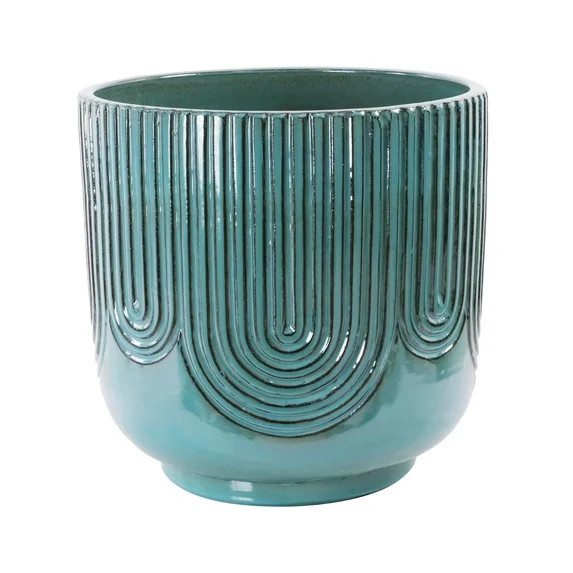 Beautiful 16 Inch Soft Teal Debossed Ceramic Planter by Drew Barrymore | Walmart (US)