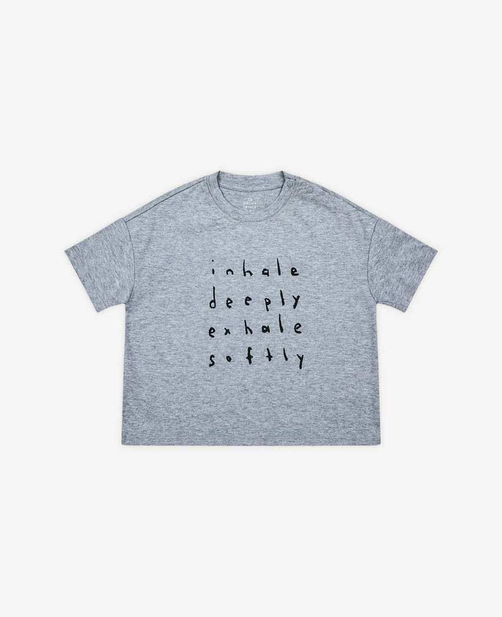Inhale Exhale Short Sleeve Boxy Tee - Fog | Petite Revery