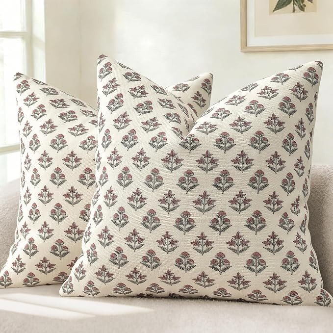 YCOLL Farmhouse Floral Pillow Covers 18x18 Set of 2, Rustic Country Decorative Cushion Covers Vin... | Amazon (US)