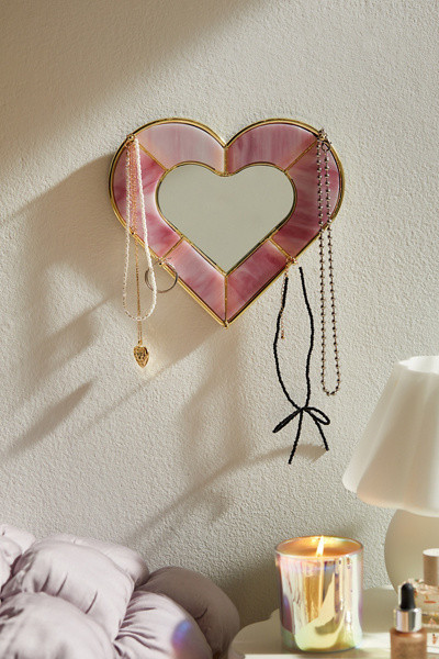 Heart Stained Glass Jewelry Storage Mirror | Urban Outfitters (US and RoW)