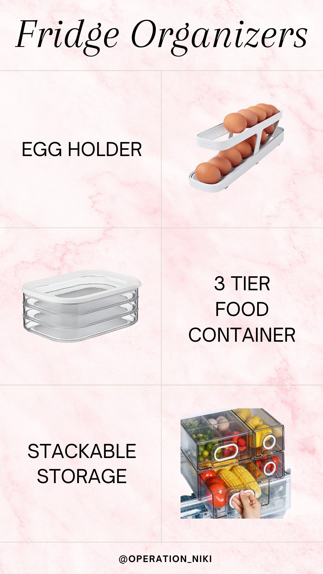Giving the fridge a little upgrade! 🧼✨ An egg holder to keep things neat, a 3-tier meat and food container for easy storage, and stackable bins for all the fruits, veggies, and snacks. Everything has a place—and it just feels better! 🥚🥬🍓
Follow for more @OPERATION_NIKI on IG, TikTok, & Facebook sahm, mom essentials, kitchen clean, home appliances, life hack, work from home, cleaning products, home, cleaning inspo, kitchen ideas, wedding guest dress, stay at home mom, deep clean, kitchen restock, cleantok, refill, kitchen home appliances, organization laundry, detergent, soap, dispenser, bathroom, organization 

 #LTKHome #LTKFamily #LTKSpring