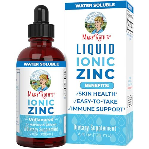 MaryRuth Organics Zinc Supplements for Immune Support, Ionic Zinc for Kids & Adults, Liquid Zinc Supplement, 40 Day Supply, Zinc Sulfate, Skin Care Supplement, Vegan, Gluten Free, Glycerin Based, 4 oz | Amazon (US)